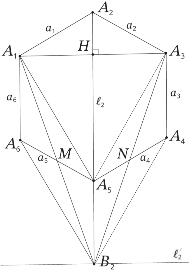Regular hexagon with constructed point B2