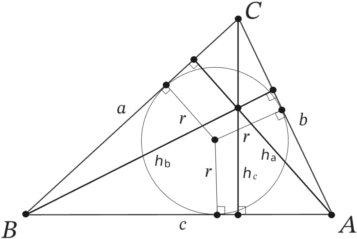 Triangle ABC with sides a, b, c and its altitudes